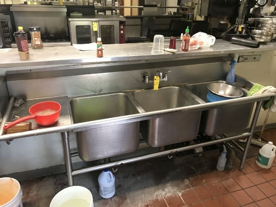 Stainless Steel 3-Bay Sink w/Faucet