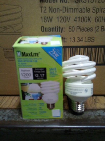Max Lite (75 watt) Spiral Light Bulb