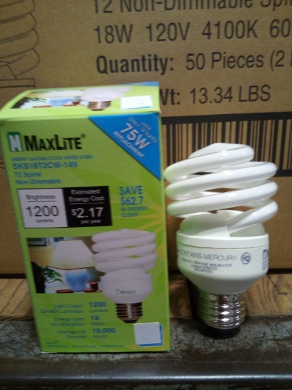 Max Lite (75 watt) Spiral Light Bulb