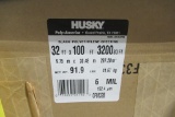 Husky Black Polyethylene Sheeting, 6 MIL, 32' x 100' (2 Rolls)