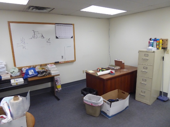 Contents of Room: Desk, File Cabinets, Tables, Etc.  (Lot)