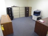 Contents of Room:  Desk, File Cabinets & Credenza (Lot)  **Copier not included