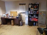 Desk, Fire King File Cabinet, Water Cooler, Bookcase, Etc. (Lot)