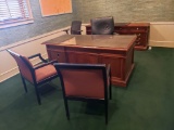 Desk w/Credenza & Chairs, Etc. (Lot)