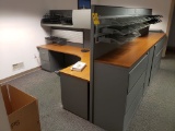 Double Sided Partition Desks w/ File Cabinets, Etc.  (Lot)