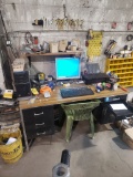 Desk w/Compaq Computer System & HP Printer (Lot)