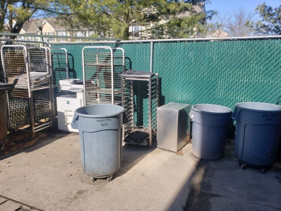 Metro Racks, Sheet Pan Racks, Trash Cans, Etc.  (Lot)