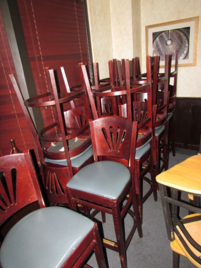 Wood Framed Cushioned Bar Chairs (14 Each)