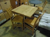 Square Tables & Chairs, 3 Pc. (Cast Iron Base, Solid Wood)(6 Sets)