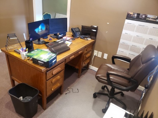 Computers, Desks, Chairs, Phones, TV, Etc. (Contents of 2 Offices) (Lot)