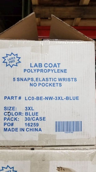 Lab Coat Polypropylene S: 3x1 Blue (120 Each)