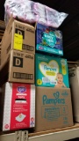 Assorted Diapers and Pads (8 Boxes)