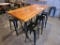 Butcher Block Wood Table w/(6) Metal Stools, 30