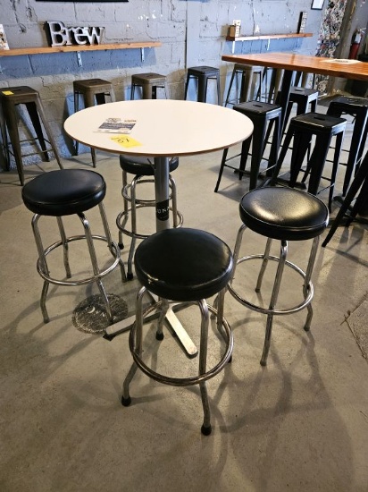 Round Pedestal Table w/(4) Stools (Lot)