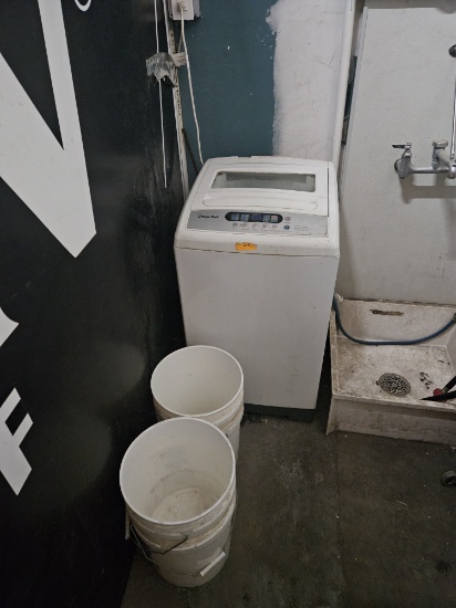 Magic Chef Washer, Mop Buckets, Supplies, Rack, Etc. (Lot)