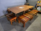Wood Table w/ (4) Benches, 36