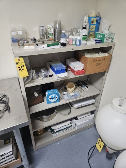 Cabinet w/Contents: Lab Supplies, Brew Logs, Etc. (Lot)