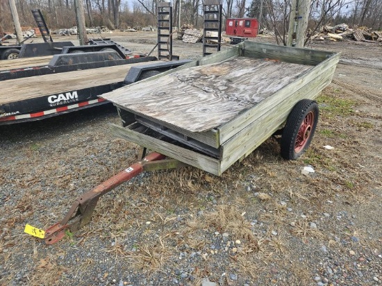 Single Axle Wood Farm Trailer, Home Made, 4' x 7'