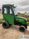 JOHN DEERE 4X4 MODEL 2305 ENCLOSED CAB DIESEL POWERED TRACTOR, 921 HOURS, HEATE