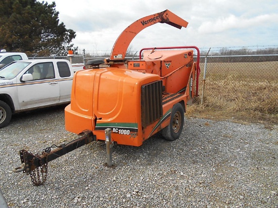 2009 Vermeer BC1000XL Chipper (12" Drum), trailer mtd No Title) (not running, condiiton unknown, hoo