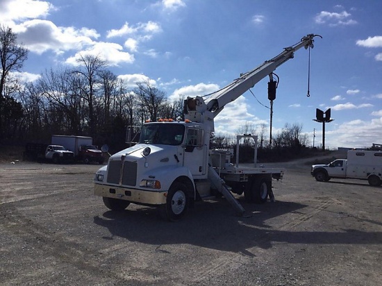 Altec DM50-TB, Digger Derrick mounted behind cab on 2007 Kenworth T300 Flatbed Truck starts, runs &