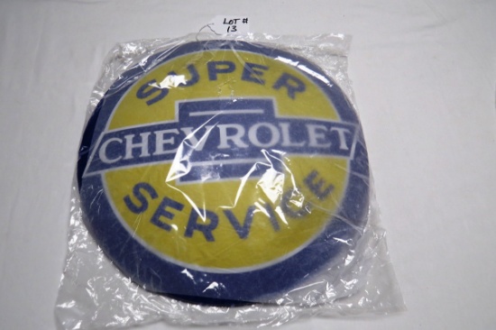 Chevrolet Super Service Round Metal Sign, 15 3/4" Diameter, Reproduction.