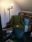 SIDE ARM CHAIR, LAMP, ARM PILLOW, FABRIC BOX & VASE