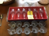 LOT OF 6-CRYSTAL STEMWARE & 8-PUNCH BOWL CUPS