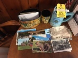 LOT OF POSTCARDS, TINS, UNIVERSITY OF MAINE STEIN