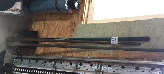 LOT OF (2) PRY BARS & SHOVEL