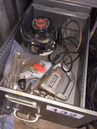 LOT OF SEARS ROUTER, TORCHES, DRILL & SHEAR