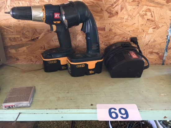 RYOBI 18V DRILL & FLASHLIGHT