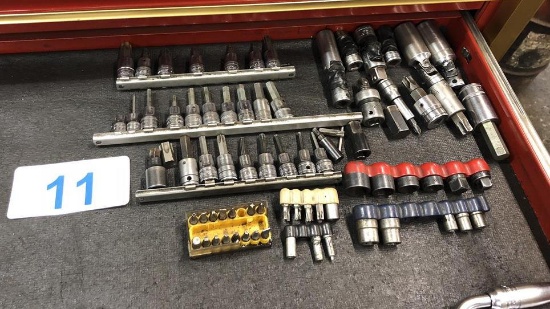 LOT OF (56) ASSORTED 3/8" DRIVE SOCKETS & DRIVERS