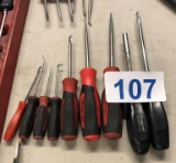 (SOLD BY THE PIECE BID PRICE TIMES QUANTITY) SNAP-ON SCREW DRIVERS, HOOKS & PICKS
