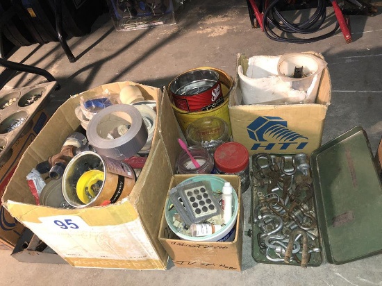 LOT OF CLEVISES, PLUMBING, FASTENERS & HARDWARE IN (8) BOXES