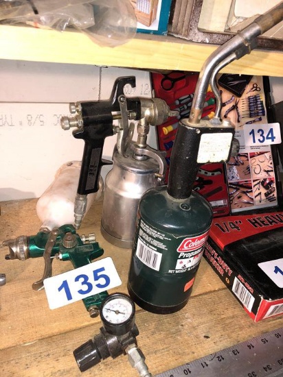 LOT OF (2) SPRAY PAINT GUNS & TORCH