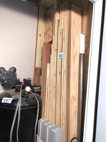 ASSORTED LUMBER & FLOORING UNDER STAIRS
