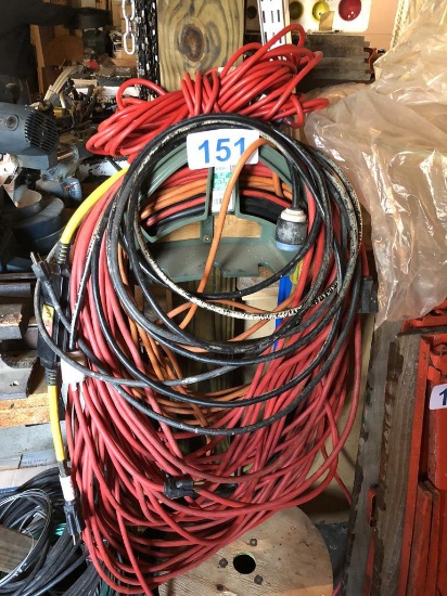LOT OF HD EXTENSIONS CORDS, BOOSTER CABLES, ASSORTED. WIRE