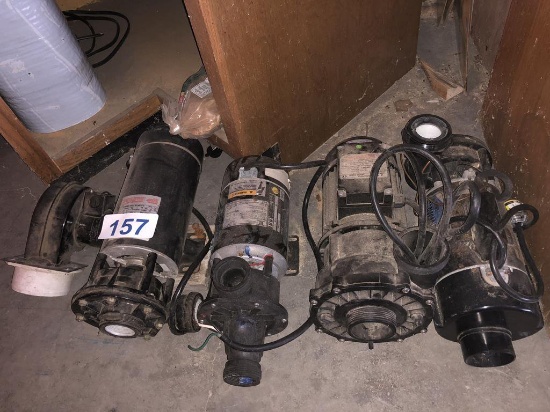 LOT OF WATER PUMPS, BLOWER & COVE BASE