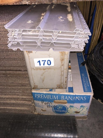 SMALL SAFE, VINYL SIDING, BOX OF BOOKS