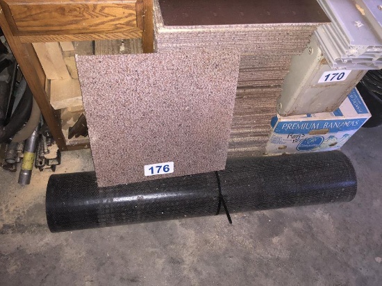 LOT OF MILLIKEN CARPET SQUARES 18"& RUBBER MAT