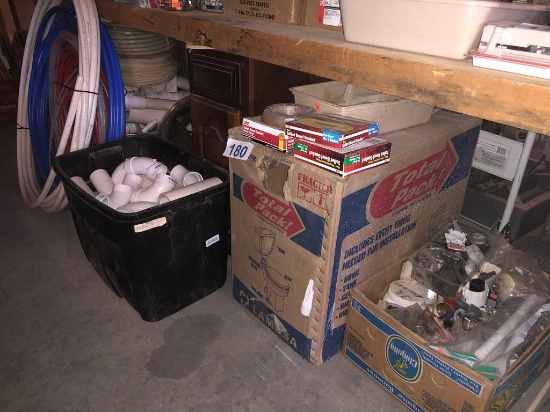 PEX HOSE, ASSORTED PLUMPING HARDWARE & TOILET, COPPER WATER LINE