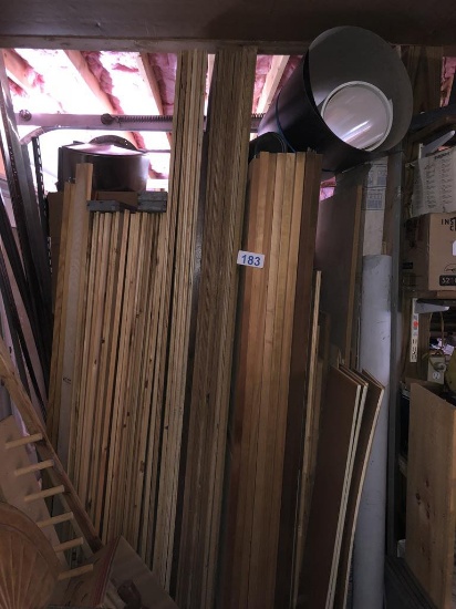LOT OF ASSORTED DOORS, PLYWOOD, SHIPLAP PINE, ASSORTED. LUMBER