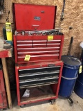 TOOL BOX & CONTENTS. HUSKEY 9-DRAWER TOOL CHEST, 3-DRAWER ROLLER CABINET
