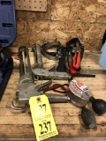 LOT: 6-OIL FILTER WRENCHES, 2-CAULKING GUNS, 2-ANTI-FREEZE TESTERS