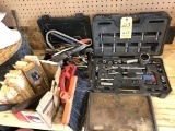 LOT OF SOCKETS, RATCHETS, BRUSHES, TOOLS