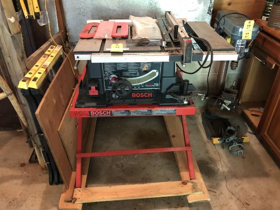 BOSCH 4000 10" TABLE SAW W/ STAND, CART & WOOD EXTENSION TABLE