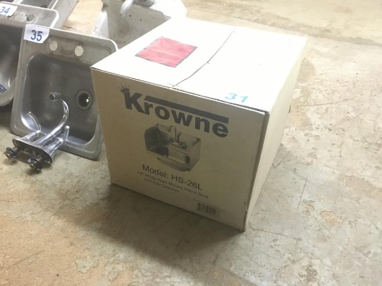 (NIB) KROWNE HS-26L 16" WIDE WALL MOUNT HAND SINK