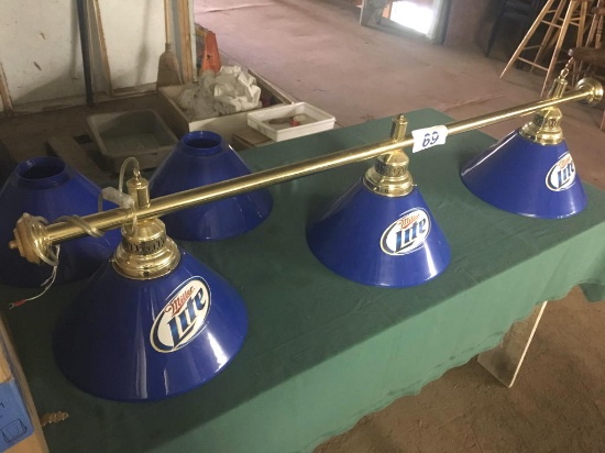 MILLER LITE POOL TABLE LIGHT W/ (2) SPARE SHADES