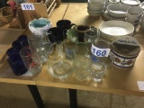 LOT OF ASSORTED GLASSWARE & DISHWARE